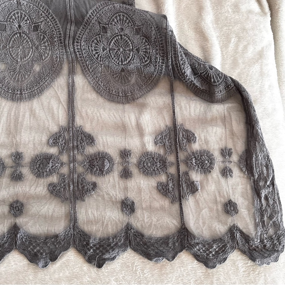 Rebellion Mesh Lace Duster Kimono Size Small Whimsigoth Fairy Bride G8 - Picture 11 of 16